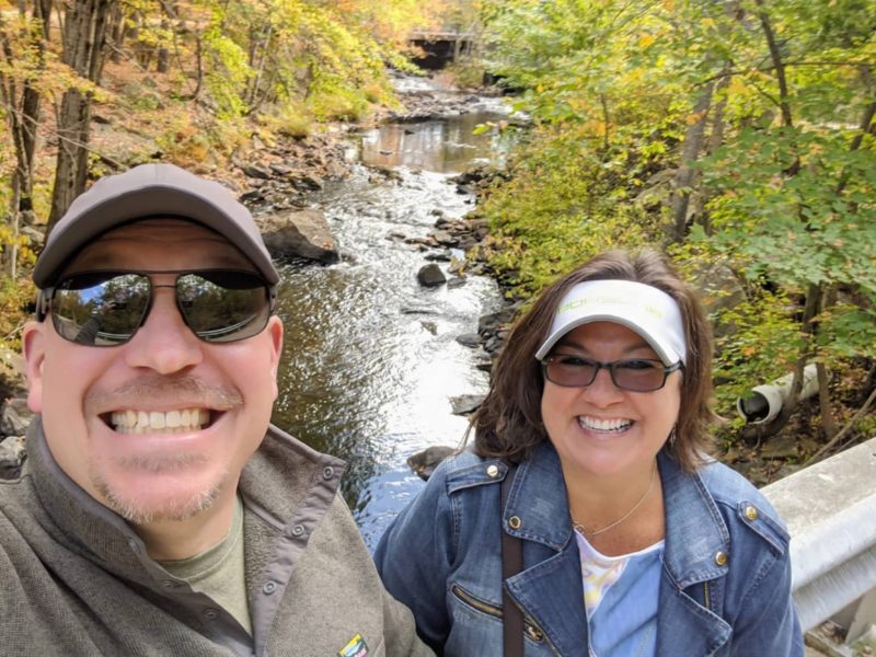 Mary-Anne and her husband, Jay, during a hike in the woods