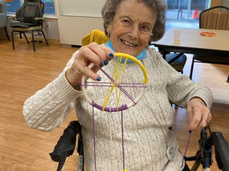A resident with her dreamcatcher