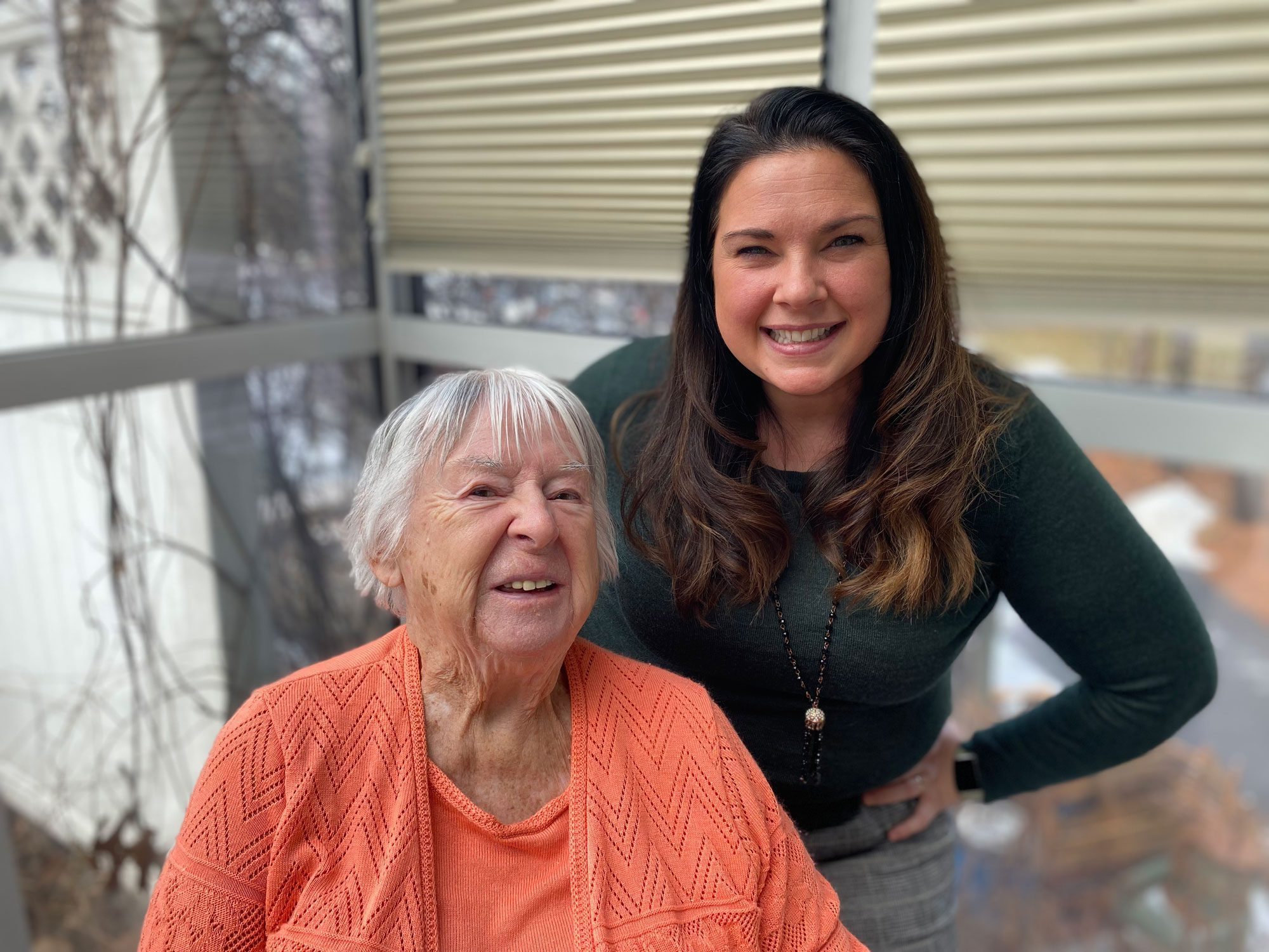 Christina with a resident