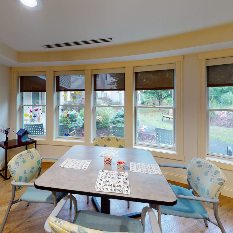 An activity room in The Garden Neighborhood at Ruth's House in Longmeadow, Massachusetts