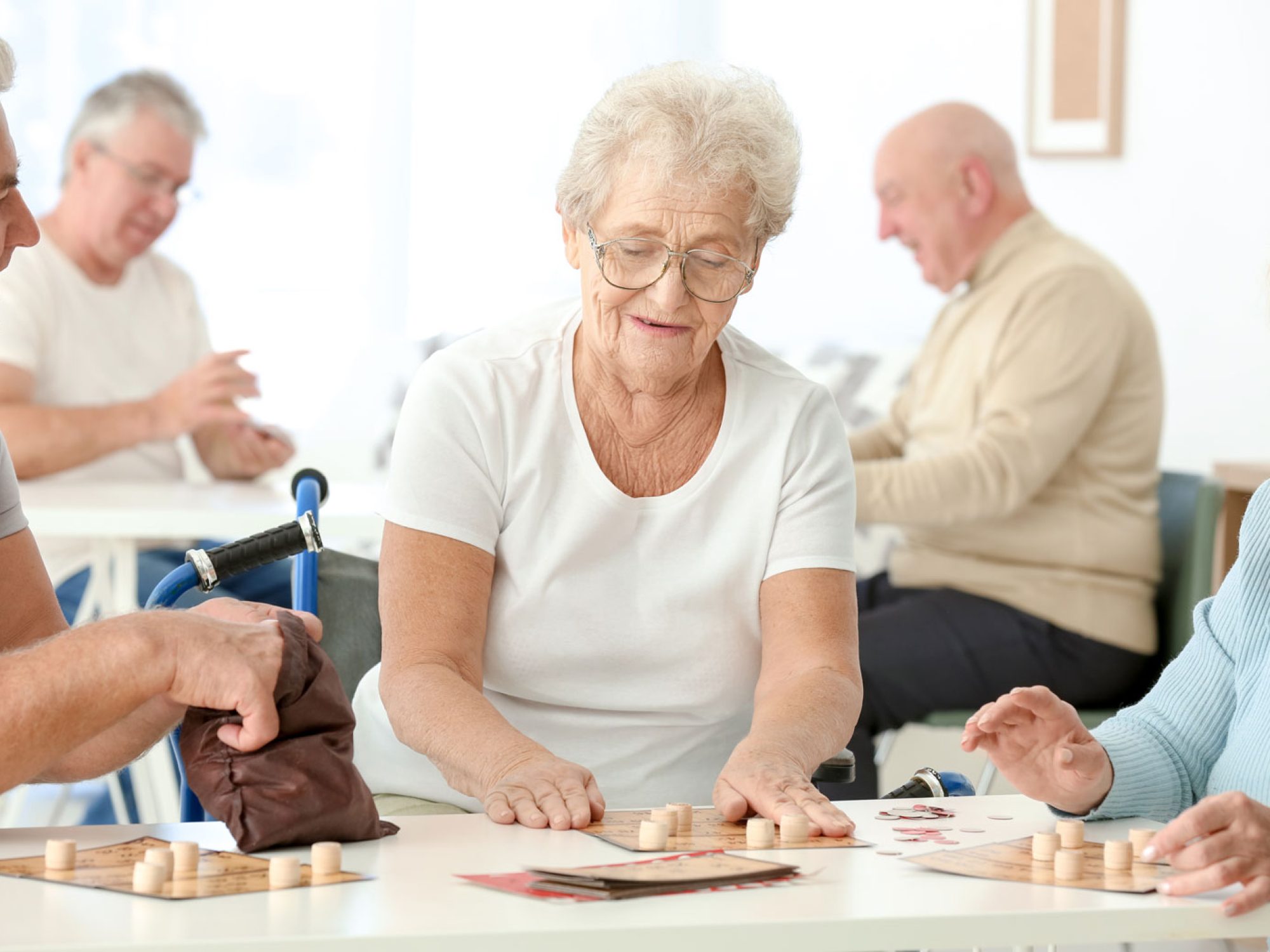 A group of older people playing games