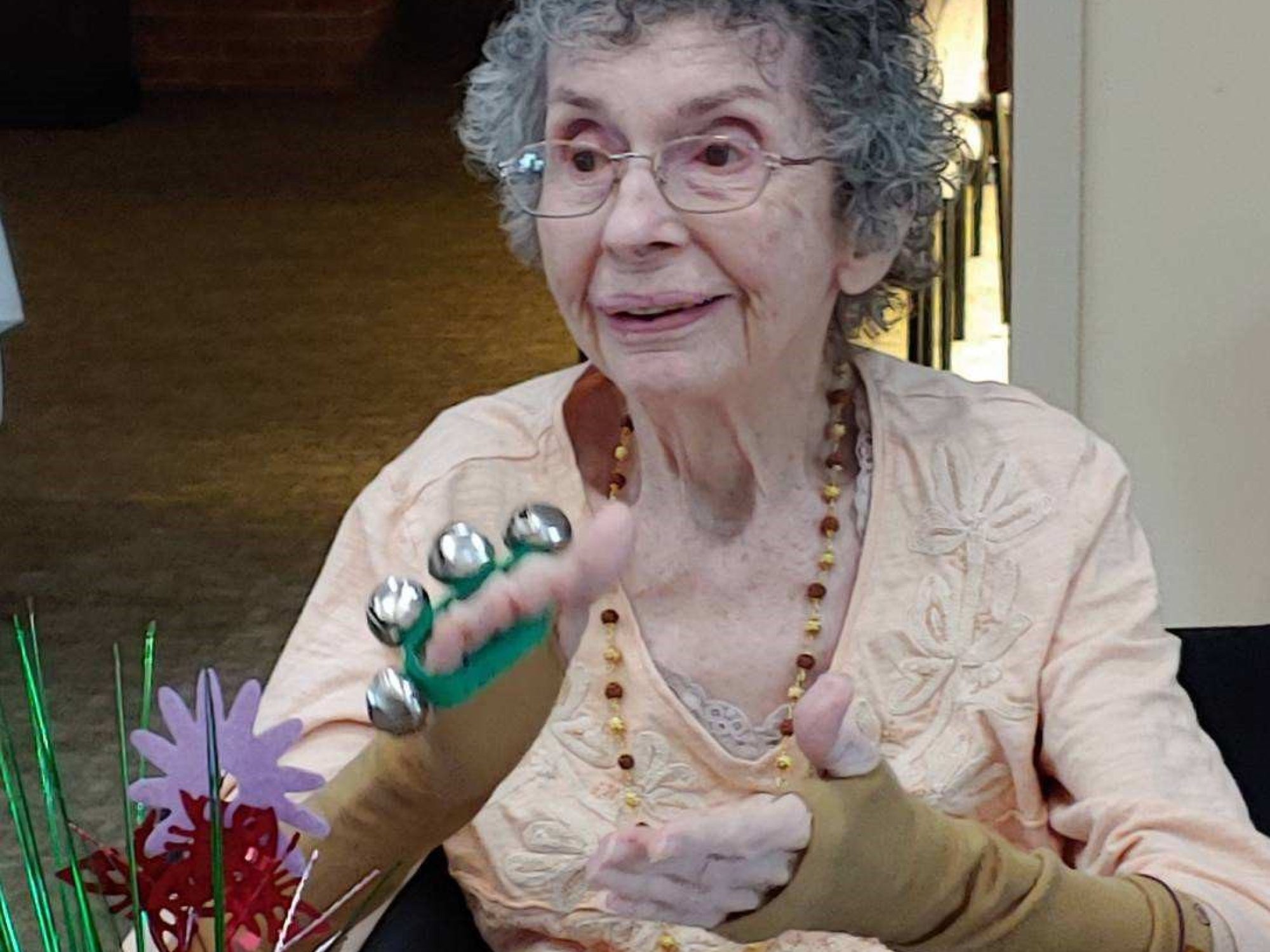 Residents enjoying musical instruments