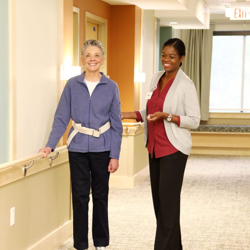 A resident working on rehab skills with a CNA at JGS Lifecare